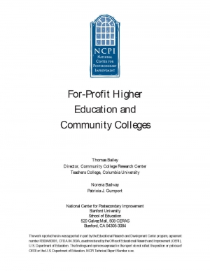 For-Profit Higher Education and Community Colleges