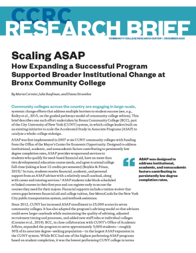 Scaling ASAP: How Expanding a Successful Program Supported Broader Institutional Change at Bronx Community College