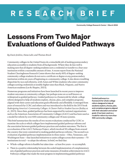 Lessons From Two Major Evaluations of Guided Pathways