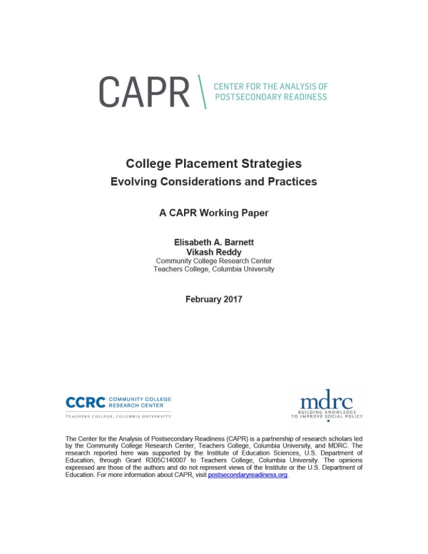 College Placement Strategies: Evolving Considerations and Practices