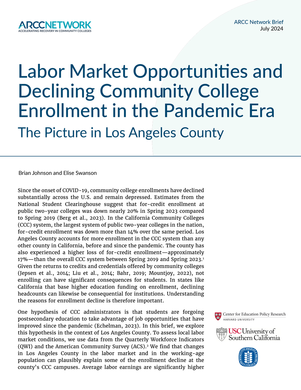 Cover of report with title featured on front