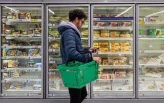 College student in grocery store