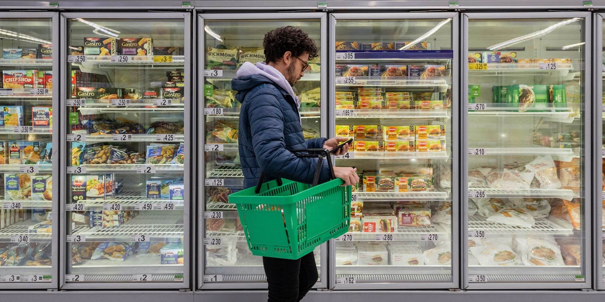 College student in grocery store