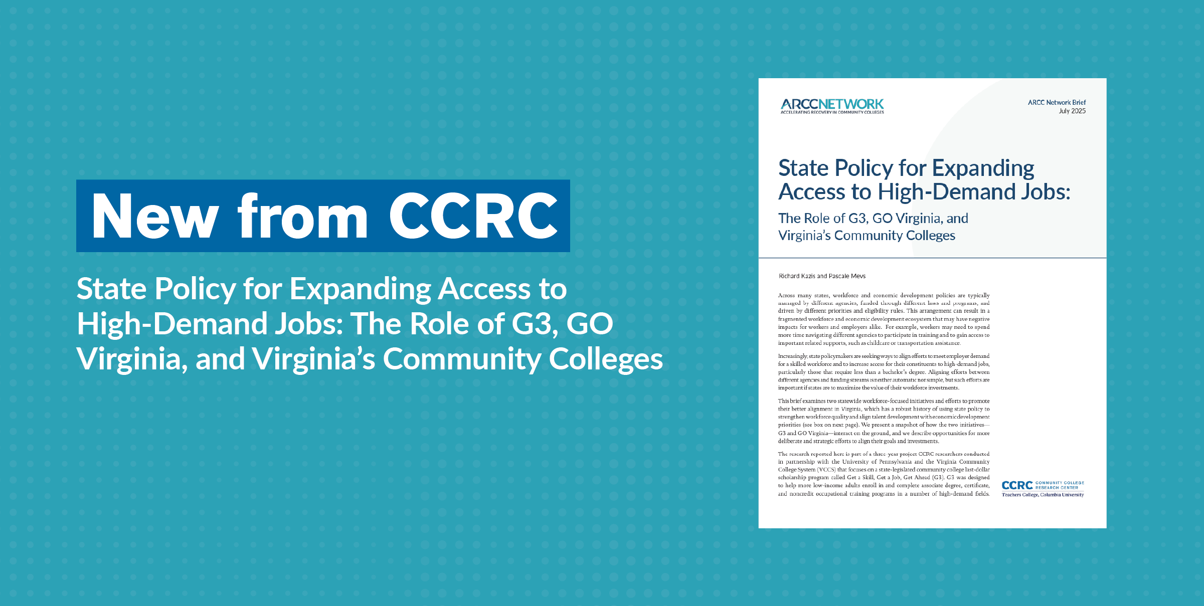 The Role of G3, GO Virginia, and Virginia’s Community Colleges