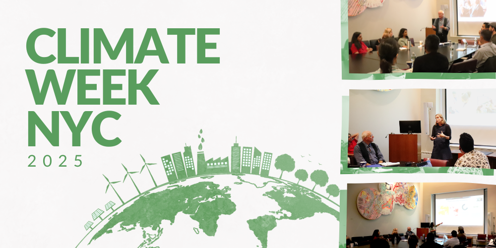Climate week NYC 2025; contains photos of a CUNY-led climate event
