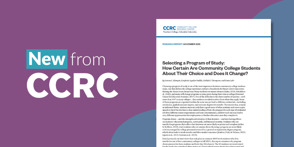 New from CCRC, with cover of latest report