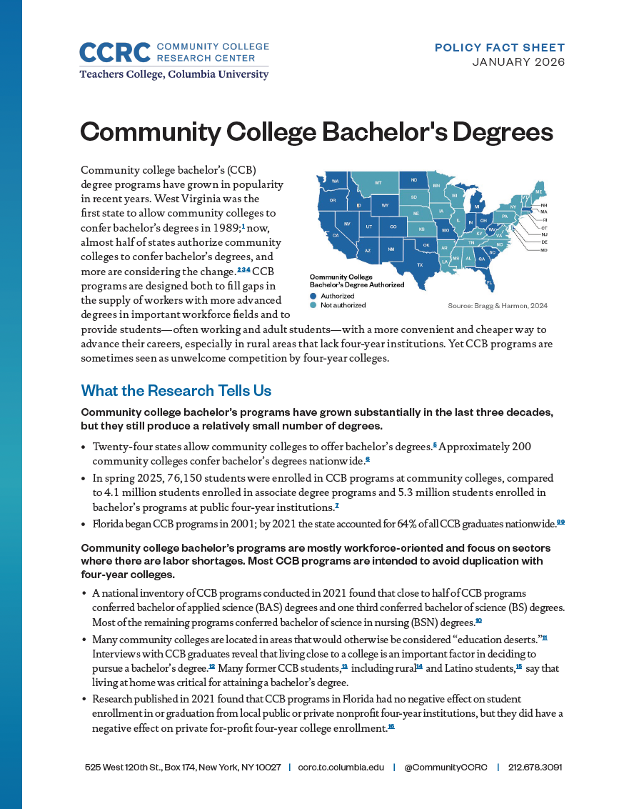 Community College Bachelor’s Degrees