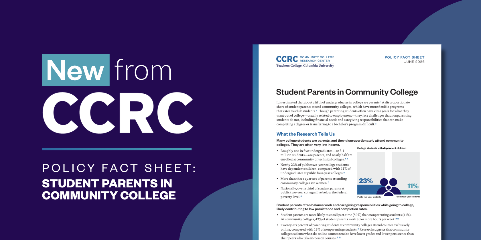 New CCRC policy fact sheet on student parents