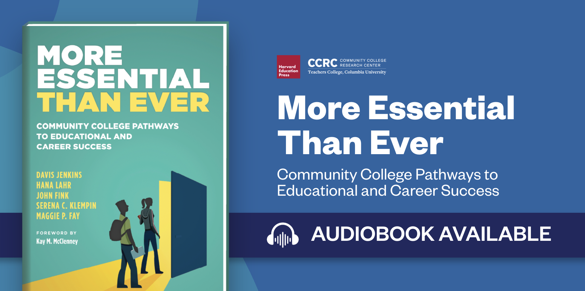 Banner says More Essential Than Ever from CCRC is now available as an audiobook